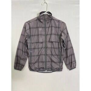 Nike Golf Jacket Womens M Gray Plaid Full Zip Lightweight Windbreaker